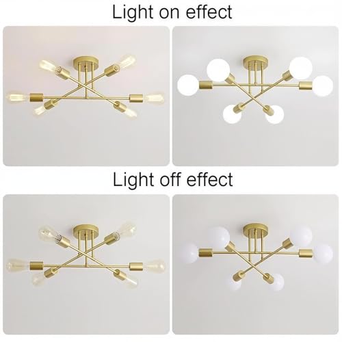 Image of Murphy 6-Light Modern Gold Chandelier Ceiling Light | E27 Bulb Compatible Metal Fixture for Living Room, Bedroom & Dining Area (Bulb Not Included) | Pack of 1