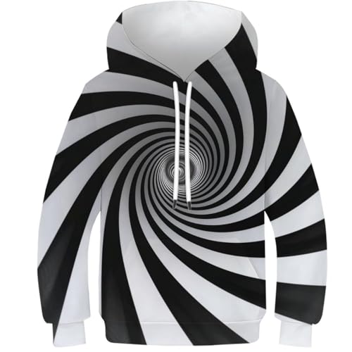 Sweat à capuche 3D pour enfants 11-13Y avec impression durable à rayures