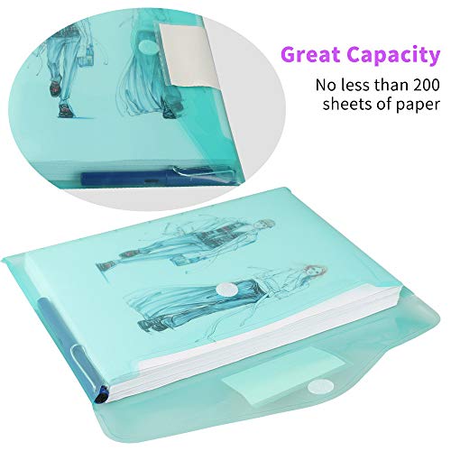11 Pack Plastic Poly Filing Envelopes, Clear Document Folders US Letter A4 Size File Envelopes with Label Pocket & Paste Button for School Home Work Office Organization, 6 Assorted image 2