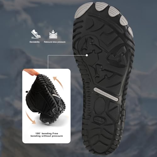 Image of Winter Footwear Barefoot Shoes Women Men Zero Drop Barefoot Hiking Boots Slip On Warm Waterproof Snow Boot Minimalist Wide Toe Ankle Booties Five Finger Hike Shoes Outdoor