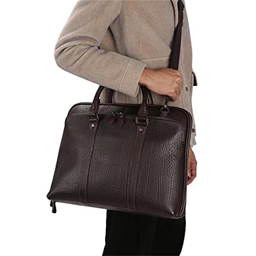 Business Men's Handbag Briefcase Shoulder Crossbody Bag Genuine Layer Cowhide Leather Men's Bag (D)4