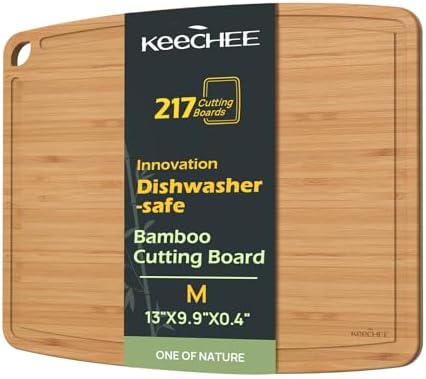 Dishwasher Safe Bamboo Cutting Boards Durable Lightweight Wood Cutting Board for Busy Kitchen, Easy Storage & Clean Wooden Chopping Boards Reversible with Juice Groove, Kitchen Gift for Home Cooks