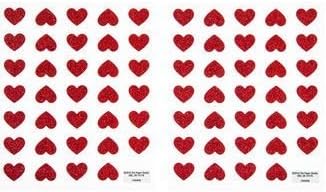 Red Hearts Glitter Stickers (68 stickers)