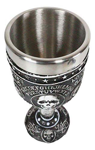 Ebros Wicca Occult Gothic Alchemy Ouija Spirit Board Sigil Skulls Scroll Sculpted Wine Goblet 7Oz Wine Beverage Chalice Cup Ossuary Halloween Ritual Drinkware #TOP3