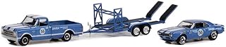 Collectibles Greenlight 31140-A Racing Hitch & Tow Series 4 - 1968 Chevy C-10 and 1967 Trans Am Camaro - Dana #56 on Tandem Car Trailer 1:64 Scale Diecast