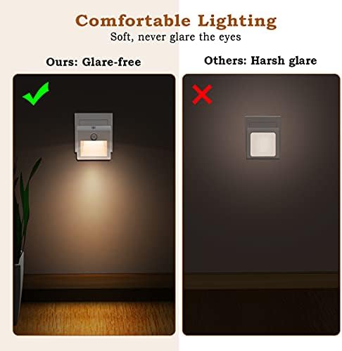 LED Night Light [2 Pack], Night Light Plug in Wall with Motion Sensor & Brightness Adjustable Warm White Lighting, 3 Modes (ON/AUTO/Off), Plug in Night Light for Bedroom, Stairs, Hallway, Kitchen
