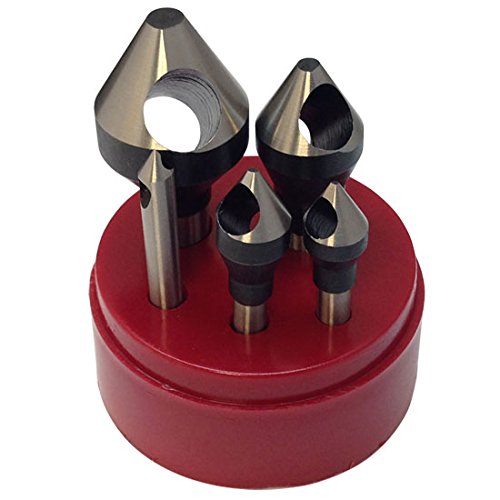 5 PC HSS Countersinks & Deburring Tool Set Straight Shank 60 Degree 1/