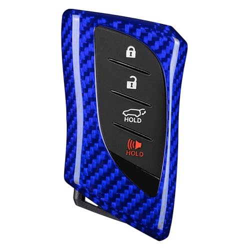Image of T-carbon Real Glass Fiber Key Fob Cover Compatible with Lexus Key Fob Protector Fits for Lexus GX, LC, LS, RZ RX ES NX UX Key Case,Blue