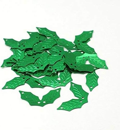 Angel Malone 10g GREEN Holly Leaf Sequins Christmas Confetti, Card Making, Scrapbooking, Sewing, Wedding Favours & Lots more. (Green)