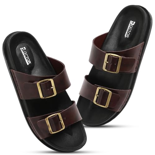 Image of DOCTOR HEALTH SUPER SOFT Men's Ultra Comfort Slippers | Trendy Cushioned Design with Breathable Mesh | Dual-Density PU Sole | Anti-Slip Grip & Adjustable Strap for Everyday Wear