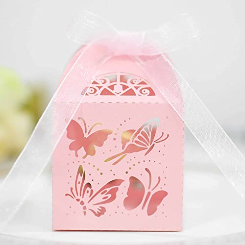 Pacote com 50 caixas de doces de borboleta, caixas vazadas de lembrancinhas de borboleta, caixas de