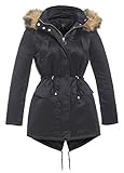  Generic Damen Parka Mantel gelb senffarben 34 Gr. 36, schwarz