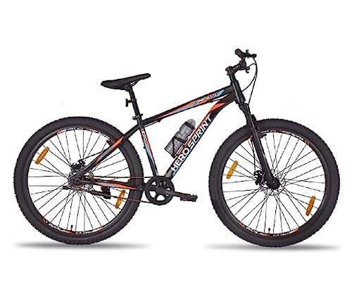 Image of Hero Sprint Compass 27.5T Single Speed Dual Disk Adult Mountain Bicycle (13+ Years, Black) Frame Size: 27.5 Inch for Unisex Adult