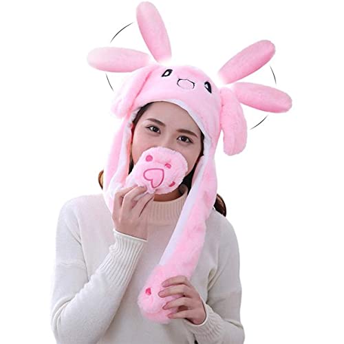 LED Glowing Plush Ear Moving Jumping Hats Funny Bunny Hat Cap for Women Girls Cosplay Party, Free Size