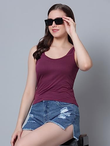 Image of Aimly Women's Regular Fit Sleeveless Cotton Camisole Slip Spaghetti | Combo Pack of 2
