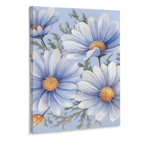 Toile murale marguerite bleue 30x40 cm pour salon moderne