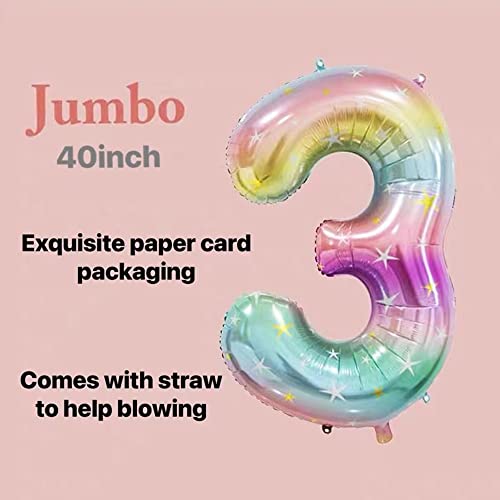 40 Inch Rainbow Crown Number 3 Balloons,3Rd Birthday Balloons For Kids,Childrens 3Rd Birthday Decorations. (3) #TOP3