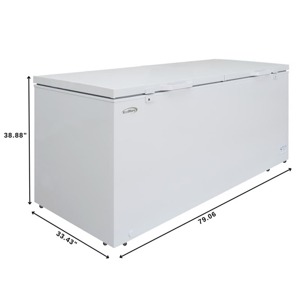 Pemberly Row 79" Commercial Chest Freezer, 30 Cu. Ft. Capacity, White Coated Steel Exterior, Aluminum Interior, Dual Doors, Manual Defrost, Garage Ready, Includes 2 Baskets, Freestanding Freezer on Fridge.com - View 4