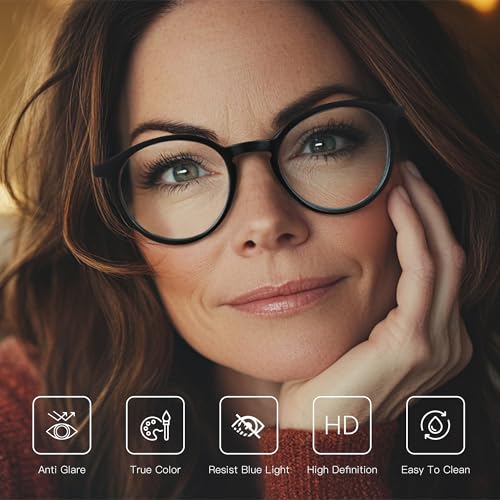 Image of BLUEMOKY Reading Glasses for Men and Women: Blue Light Round Classic Eyeglasses - Computer Readers Glasses