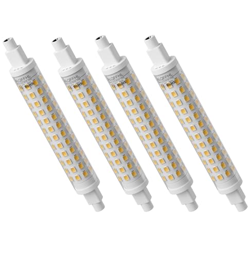 R7s LED 118mm Bombilla 10W Regulable,Luces de Inundación Tipo J de Doble Extremo(100W Halógeno T3 Equivalente),1000 Lm,Luz Lineal Lámparas de pared/seguridad/suelo,Paquete de 4 (Blanco Frío 6000K)