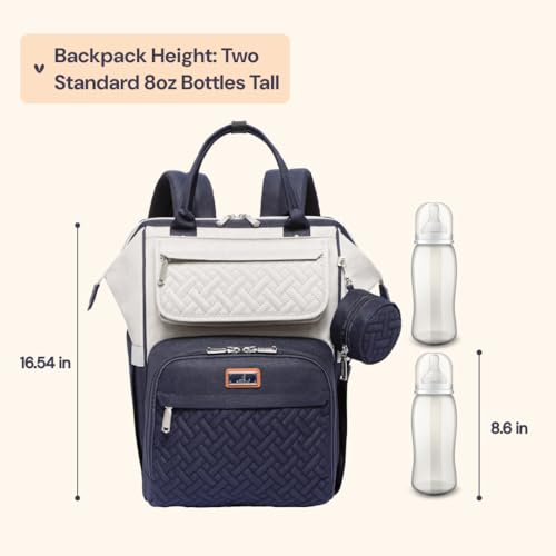 BabbleRoo Diaper Bag Backpack, Multifunction Large Bags with Changing Pad & Stroller Straps Pacifier Case, Unisex Stylish Travel Back Pack Nappy for Moms Dads (Stone Gray Blue)