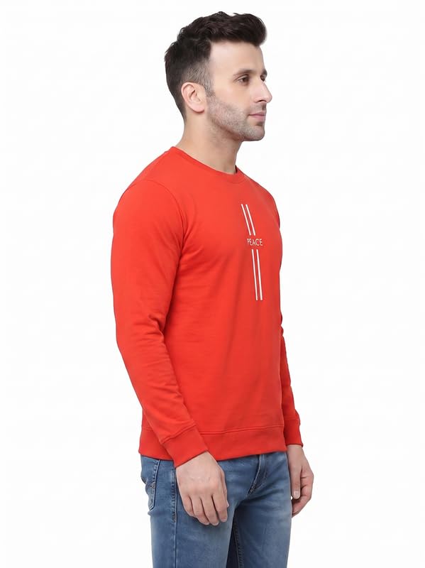 Image of Full Sleeve Cotton T-Shirt for Men & Boys | Round Neck Casual Graphic Printed Tee | Regular Fit Comfortable Everyday Wear | Peace
