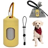 Dog Poop Bag Dispenser for Leash with Snap Clip, Skin-friendly Texture Waste Bag Holder for Dog Walks and Cats, Pets Litter Bag Container, Indoor & Outdoor Use (Yellow, 1)