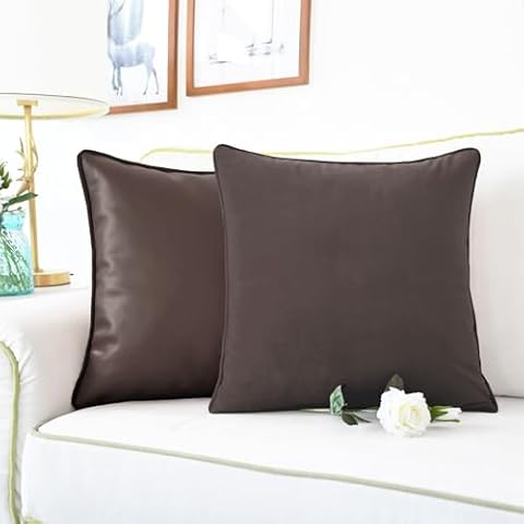 CaliTime 18" Faux Leather Pillow Covers Cover