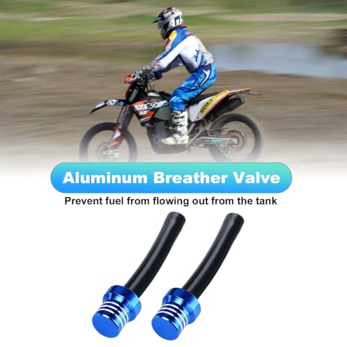 Image of 2pcs Motorcycle Breather Hose Gas Fuel Tank Cap Vent, Blue | Motorcycle Gas Cap Vent Hose Tube,Aluminum Universal Breathing Tube Fits Off-Road Motorcycles ATVs /Pit Dirt Motorcycle Bike