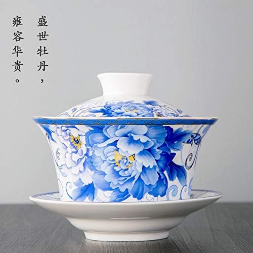 Miniatura 2 de Liang baobao Juego de té tradicional de Gaiwan con tapa y platillo Taza de té de gongfu tazas de té de porcelana de 10 oz