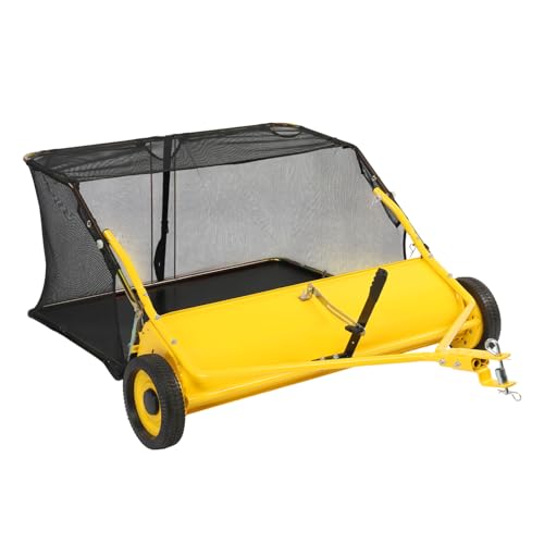 VINGLI 42 Inch Garden Lawn Yard Sweeper, 12 cu.ft. Heavy Duty Tow-Behind,Pull-Behind Leaf Collector with Quick-Release Bag for Leaves, Grass & Debris on Lawn, Yard, Garden & Artificial Grass
