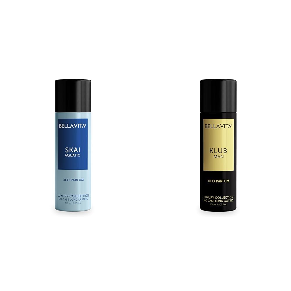 Bella Vita Luxury Skai Aquatic Deodorant Body Parfum Spray Klub Man Body Deodorant Parfum For Men With Lemon Rose&Vanillamusky&Spicy Long Lasting Fragrance Body Perfume Deo 150 Ml,2 Count,Assorted-image-8