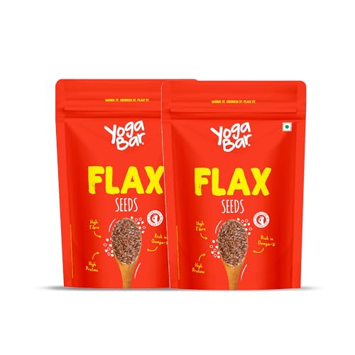 Image of Yogabar FlaxSeeds 500g (250g*2, Pack of 2) | Buy 1 Get 1 Free | Rich in Omega-3 & Antioxidants | Supports Skin Health, Gut Health & Weight Management | Superfood for Healthy Eating