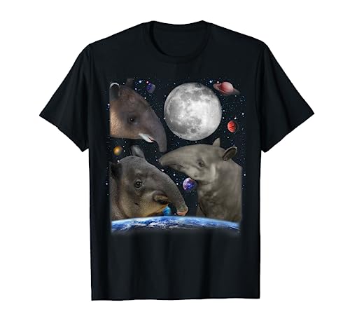 Universe Three Moon Tapirs Random Galaxy Stars Tapir Design T-Shirt