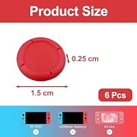 6 Joystick Kappen für Nintendo Switch/Lite/OLED, Switch Thumb Grips für Nintendo, Silikon Thumb Grip, Thumbstick Grip Switch Lite Zubehör Nintendo Switch Daumenkappen (Rot) – Ansicht 2