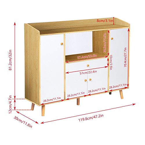 image for Menaka Wooden Kitchen Storage Cabinet Sideboard Cupboard and Buffet Ta