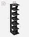 VASAGLE 7-Tier Vertical Shoe Rack, Narrow Shoe Storage Organizer with Hooks, Slim Corner Tower Shelf, Space-Saving for Entryway and Bedroom, Black ULBS200T16
