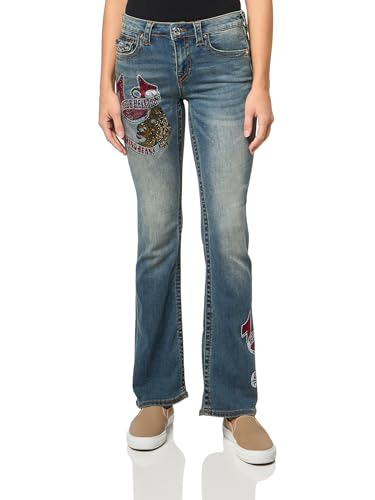 True Religion Women's Tattoo Crystal Becca Mid Rise Boot Big T Jeans