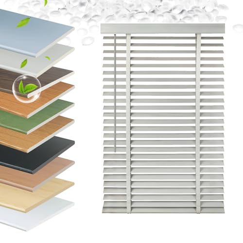 Faux Wood Blinds 2 Inch Cordless, Room Darkening Mini Venetian Horizontal Blinds & Shades for Indoor Windows, Office, Living Room, Bedroom, Multiple Colors