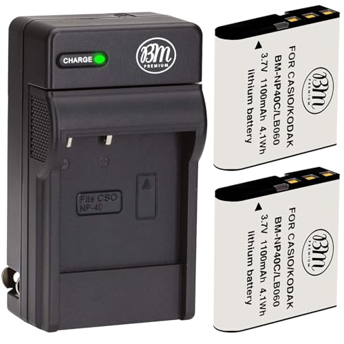 BM Premium 2 Pack of LB-060 Batteries and Battery Charger for Kodak PixPro AZ251, AZ361, AZ362, AZ365, AZ421, AZ422, AZ425, AZ501, AZ521, AZ522, AZ525, AZ526, AZ527, AZ528 Cameras