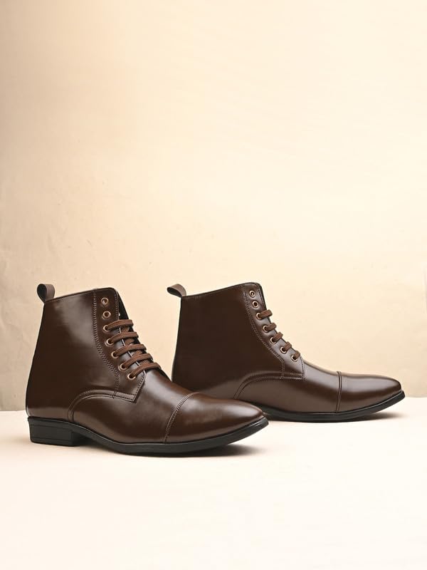 Image of Server Men's Chelsea Ankle Boots | Casual Boots for Men | Ankle Height Boots| All Day wear | Comfortable Formal Office & Business Wear Shoes | Lace up Boots | Derby Boots