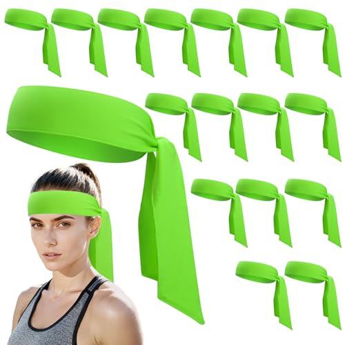 Image of ONUPGO 18Pcs Head Ties for Men Women, Adjustable Headbands Sports Sweatband Ninja Ties Head Band, Sweat Wicking Workout Headband for Sports, Running, Tennis, Yoga, Soccer, Karate