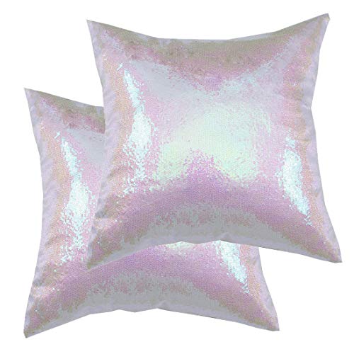 Poise3EHome 18x18 Sequin Pillow Covers, Iridescent Decorative Throw Pillow Covers for Couch, Living Room, Christmas, Set of 2 (Iridescent, 2PCS)