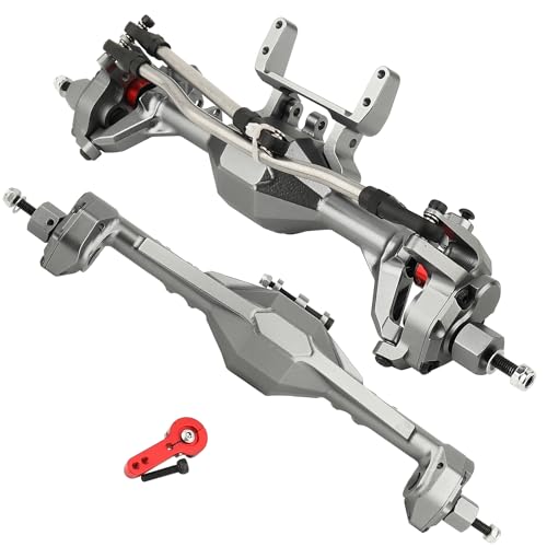 RZXYLRC 1/10 CNC Aluminum Alloy Integrated Front & Rear Portal Axle for SCX10 II Element Enduro GEN8 RGT EX86100 90046 90047 RC Crawler Upgrade Part (Titanium)