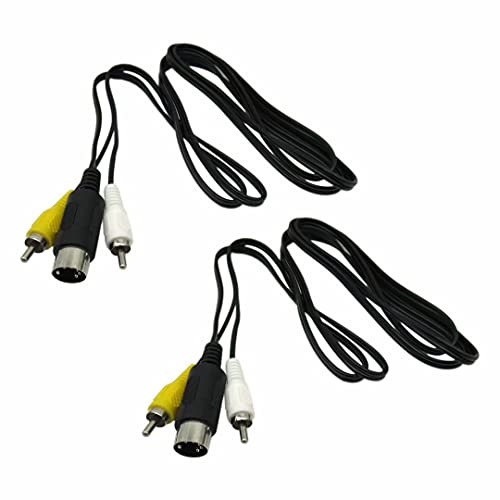GRABOTE 2X Replacement 6FT RCA TV AV Audio Video Cord Cable for Sega Genesis 1 & Sega Master System