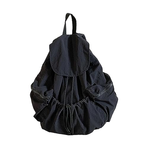 Mochila de gran capacidad con diseño plisado y cierre de cordón seguro para niñas 1