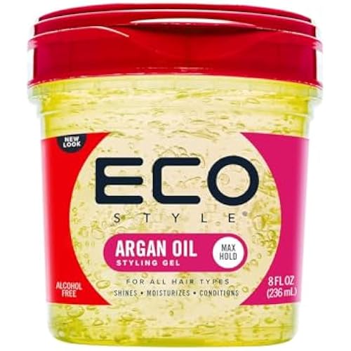 Eco Style Moroccan Argan Oil Styling Gel - Promotes Healthy Hair - Nourishes And Repairs - Delivers Long Lasting Shine - Provides Maximum Hold and Helps Tame Frizz - Ideal For All Hair - 8 oz