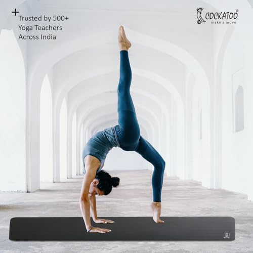 Image of Cockatoo 15mm Thick NBR Yoga Mat For Home and Gym Workout| Anti Slip Yoga Mat For Men & Women| Yoga Mat with Carrying Strap, Black