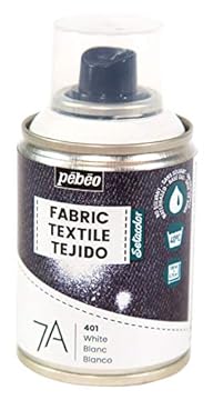 Pebeo - Fabric Paint Spray for Textiles 7A Spray - Natural and synthetic fabrics - Water-based Permanent Fabric Dye Machine-Washable - Spray Paint for textile design - White, 100 ml (Pack of 1)