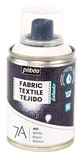 Pébéo - Pintura en spray para textiles 7A Spray - Tejidos naturales y sintéticos - Base de agua - Sin disolventes - Resistente al Lavado a Máquina - Pintura sobre Tejido Pébéo Color Blanco